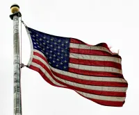 American flag waving on a pole